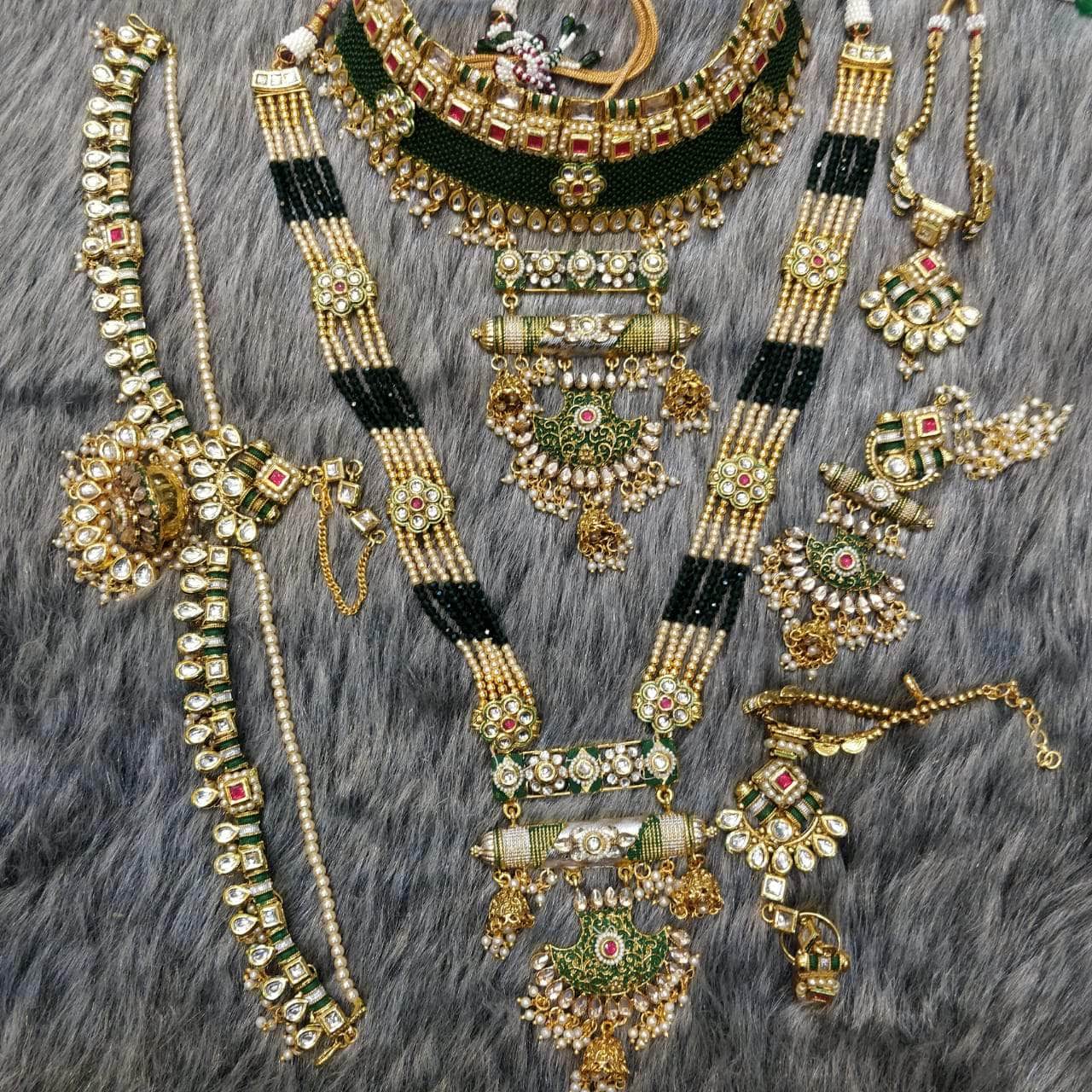 Zevar Bridal necklace Green Full Bridal Jewellery Set By Zevar