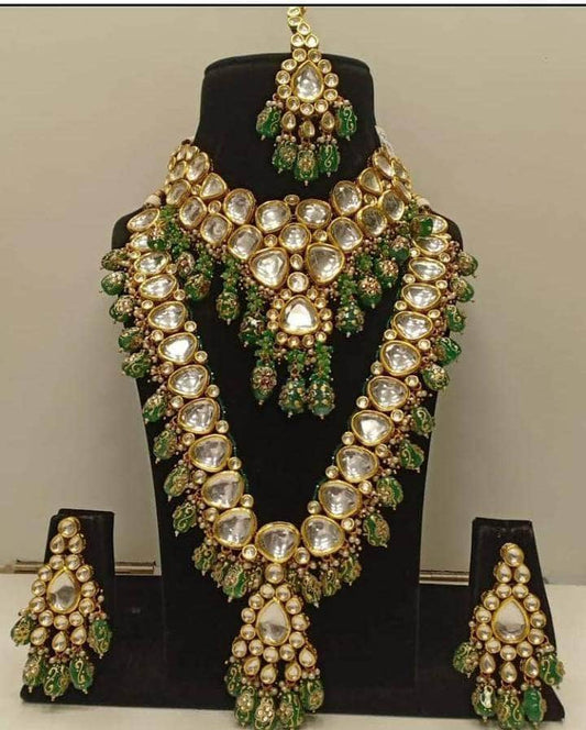 Zevar Bridal necklace Green Kundan Bridal jewellery Necklace By Zevar