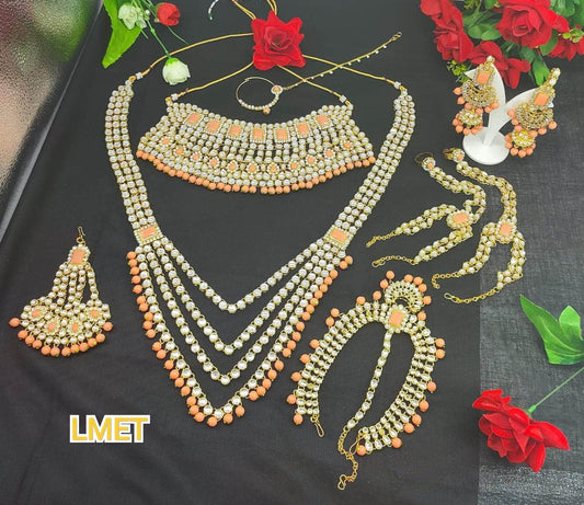 Zevar Bridal necklace Indian Traditional Bridal Kundan Wedding Jewelry Set By Zevar.