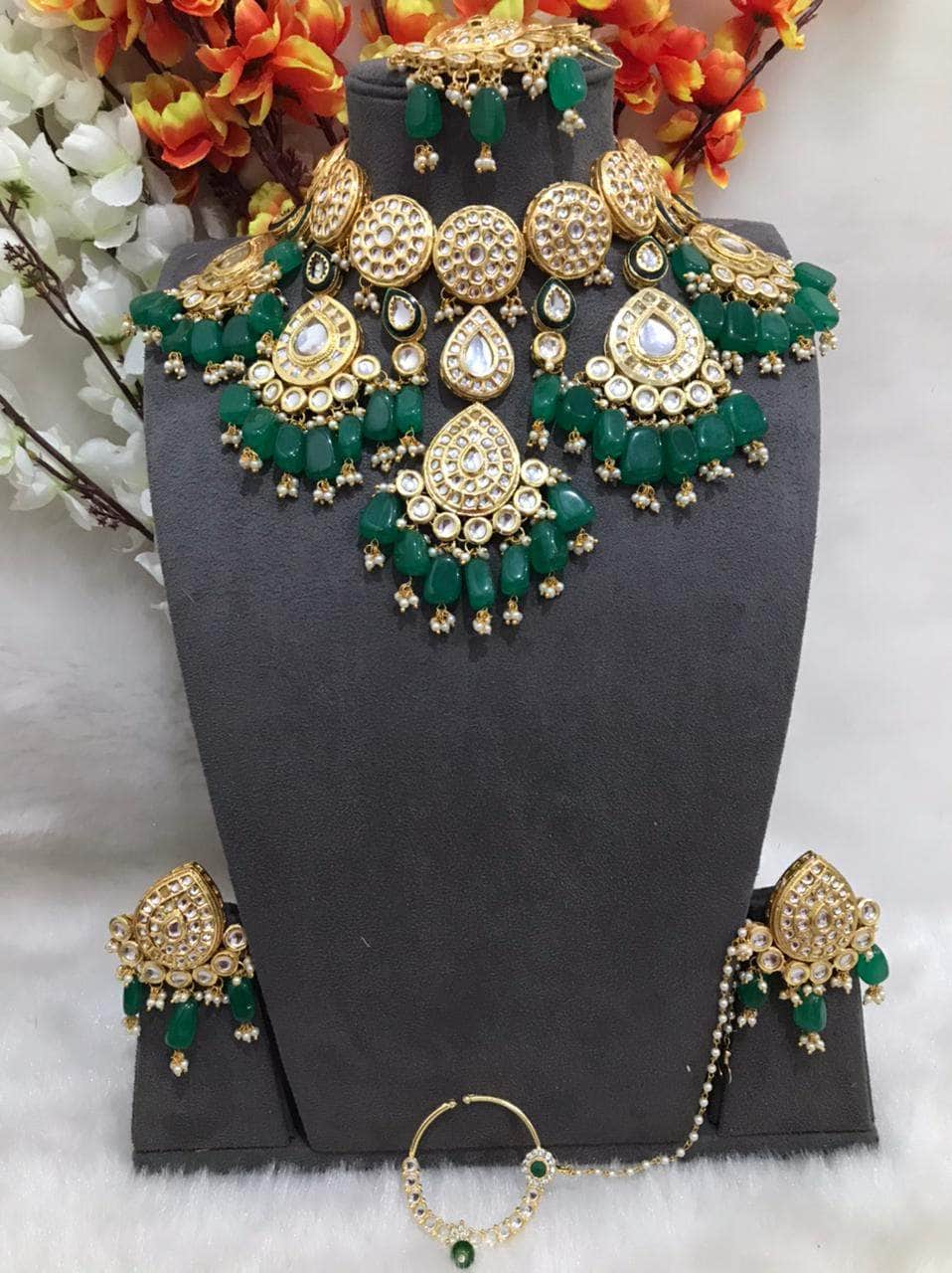 Zevar Bridal necklace Kundan Green Bridal Jewellery By Zevar