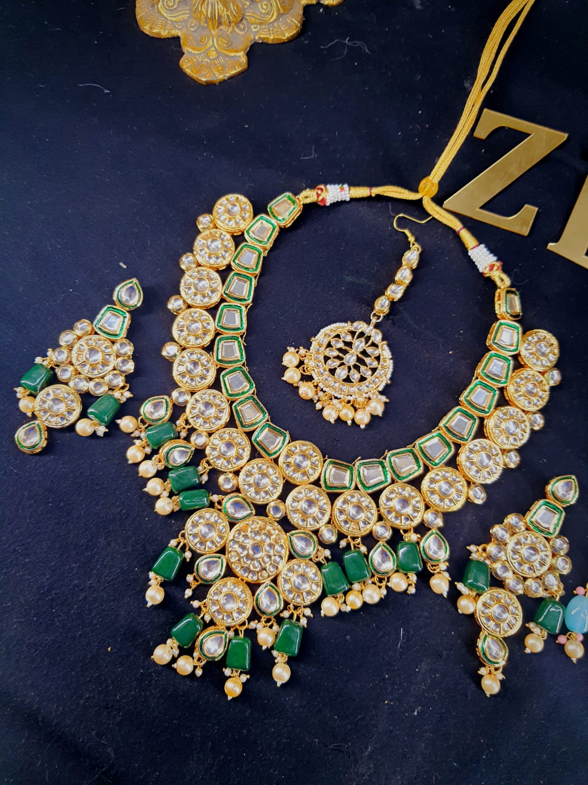 Zevar Bridal necklace Maharani Collection High Quality Kundan Semi Bridal Set By Zevar.