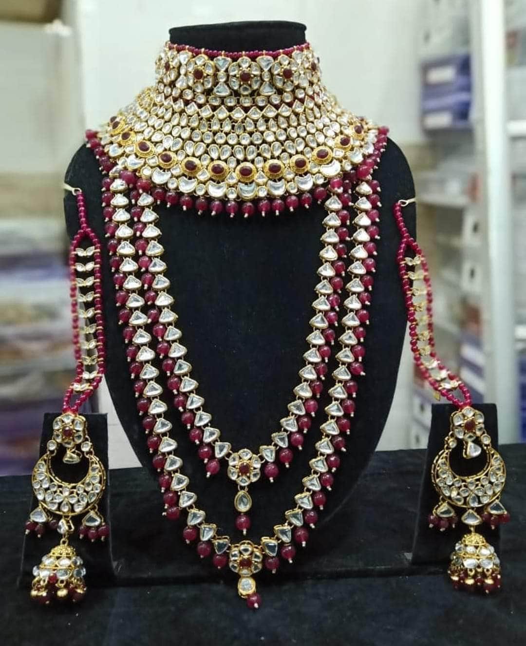 Zevar Bridal necklace Mehroom & Gold Plated Bridal Jewellery Set By Zevar