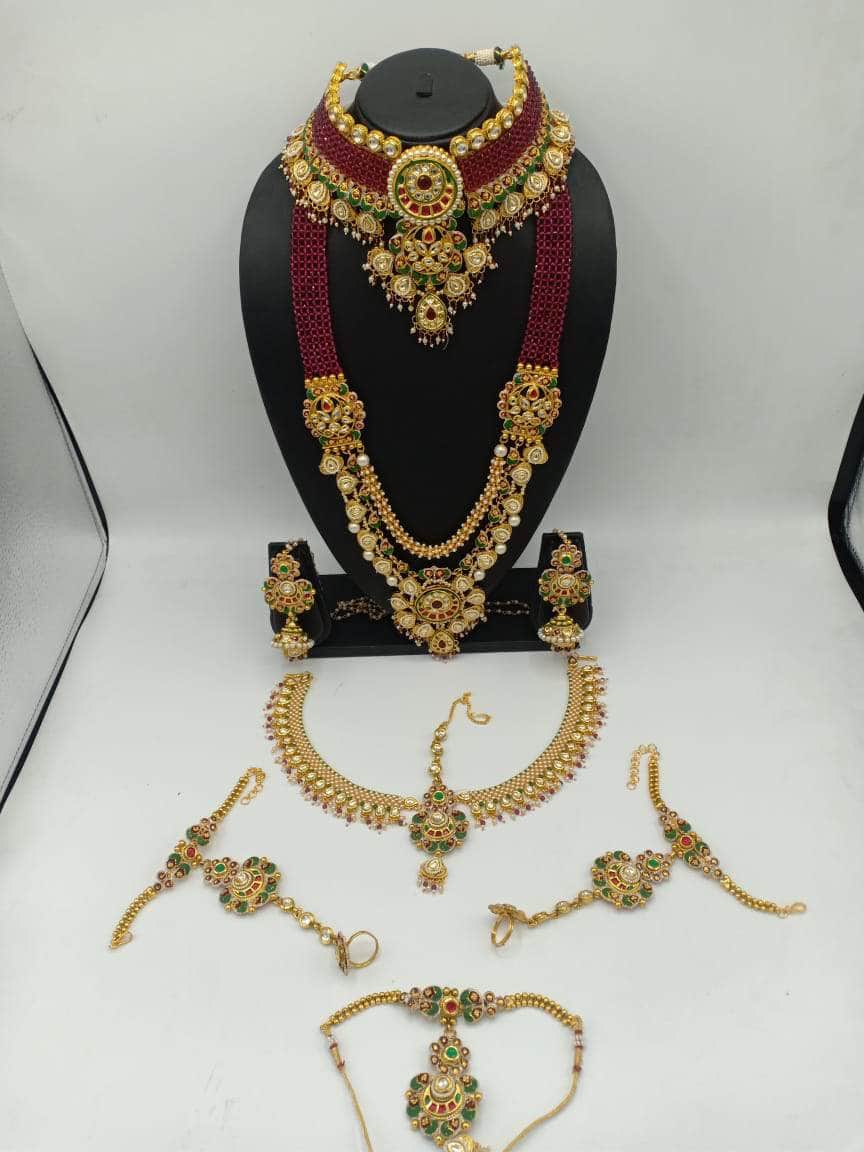 Zevar Bridal necklace Mehroon Bridal jewellery set By Zevar
