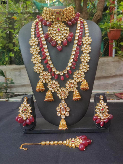 Zevar Bridal necklace Mehroon Kundan Bridal Necklace Set By Zevar