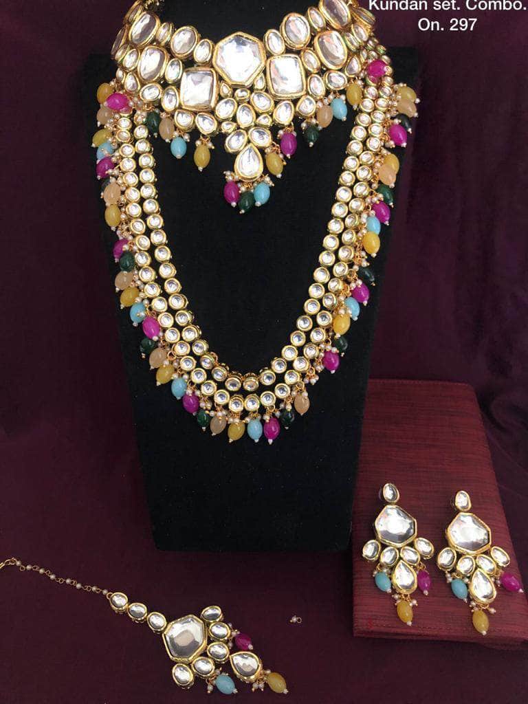 Zevar Bridal necklace Multicolour Indian Kundan Bridal Jewellery Set By Zevar