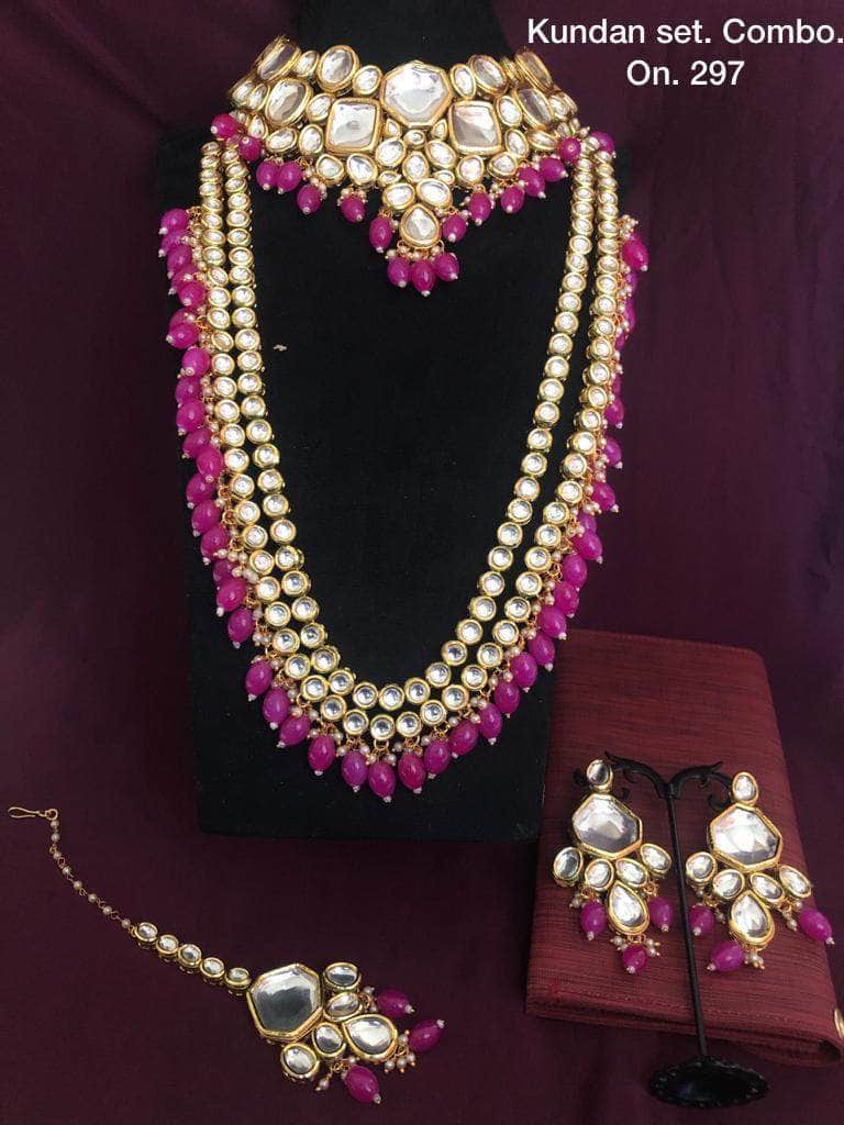 Zevar Bridal necklace Pink Indian Kundan Bridal Jewellery Set By Zevar