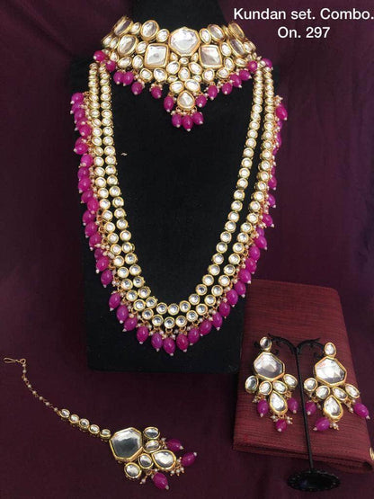 Zevar Bridal necklace Pink Indian Kundan Bridal Jewellery Set By Zevar