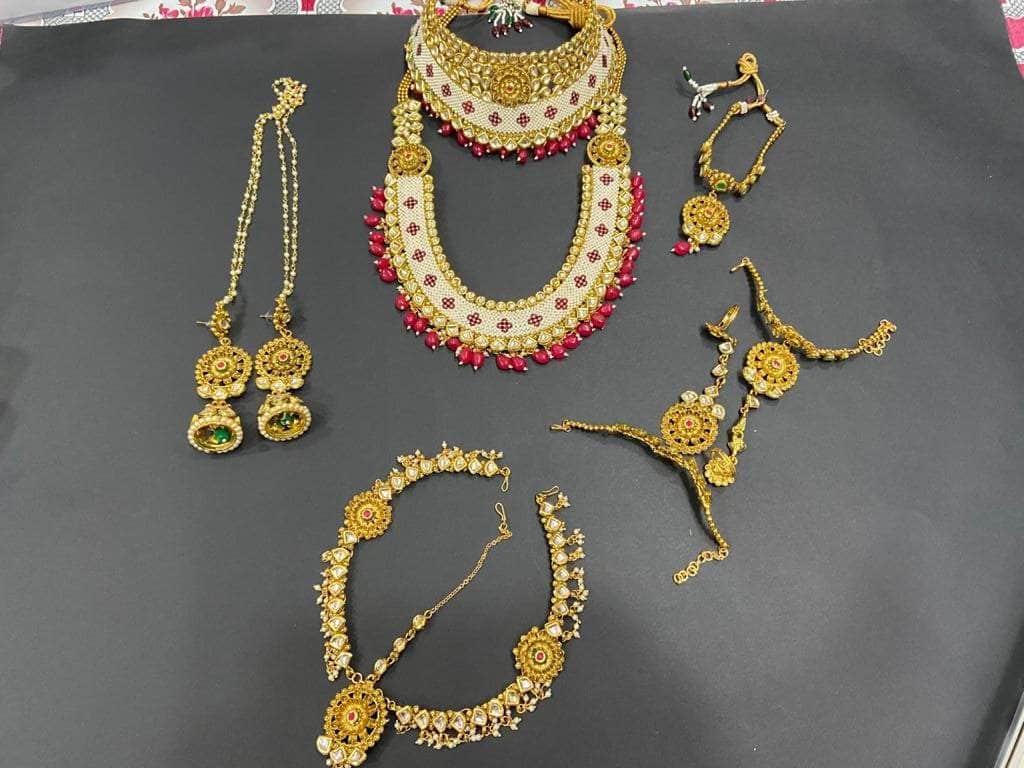 Zevar Bridal necklace Red Gold-Plated Kundan Embellished Handcrafted Jewellery Set By Zevar.