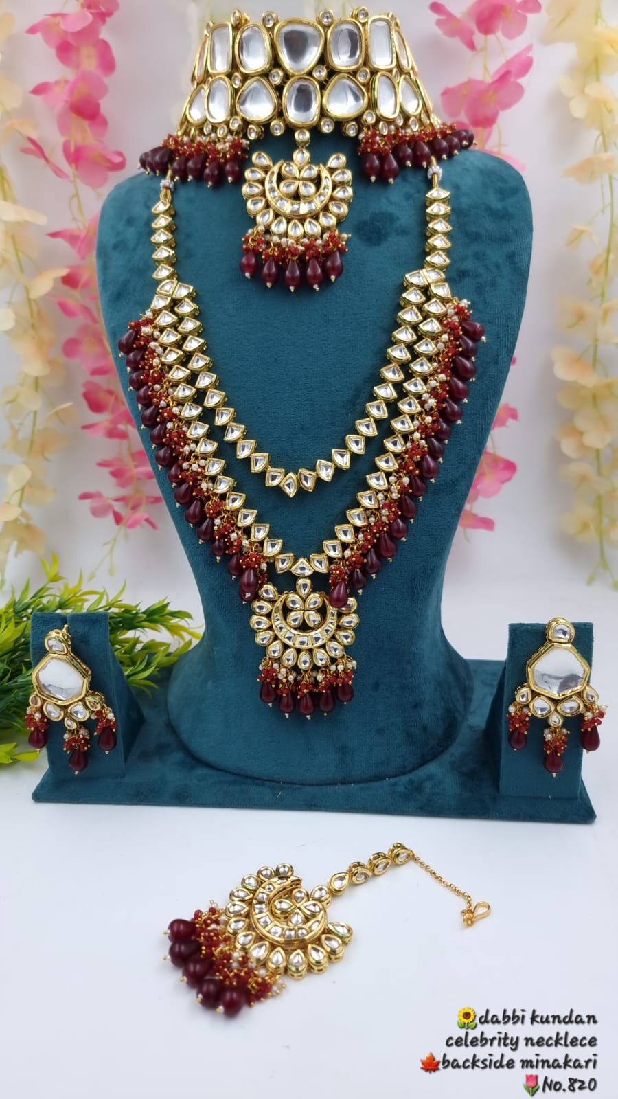 Zevar Bridal necklace red ZEVAR | Premium Quality Kundan With Onyx Bead Bridal Jewellery