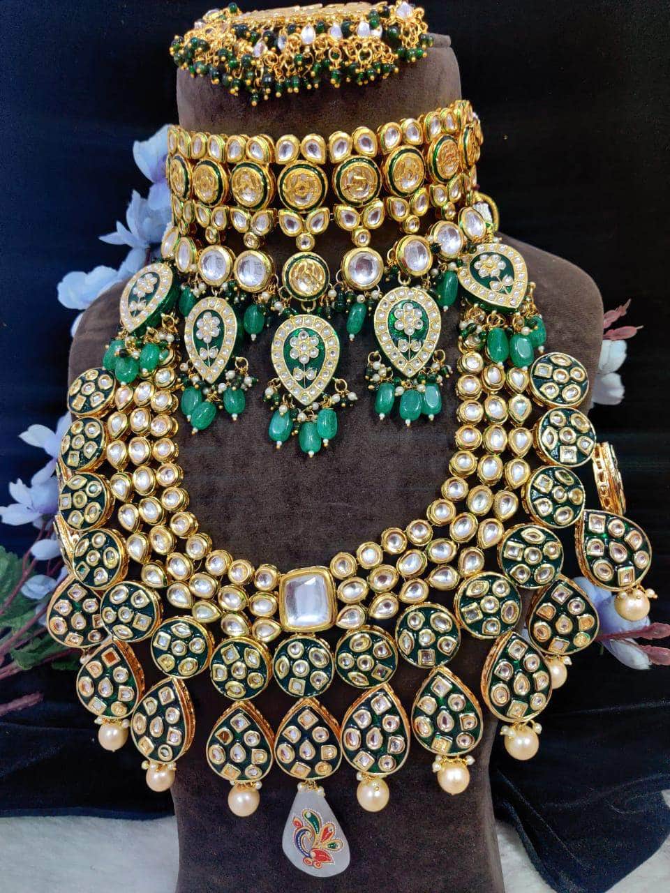 Zevar Bridal necklace Traditional Bridal Kundan Necklace Set Gold Plated By Zevar