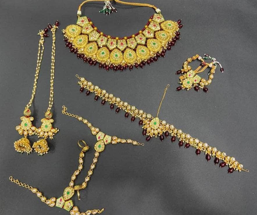 Zevar Bridal necklace Traditional Indian Dulhan Bridal Jewellery Set-At Zevar Jewellery.