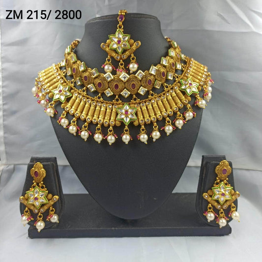 Zevar choker necklace COPPER CHOKER WITH EARRING AND MANGTIKA BY ZEVAR