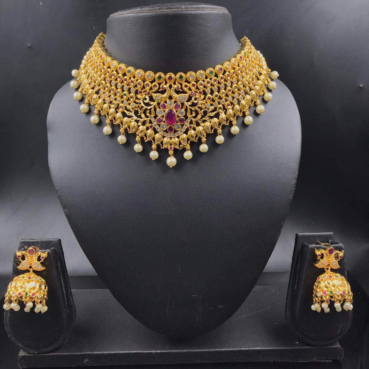 Zevar choker necklace Gold Plated Pearl Choker Neklace By Zevar