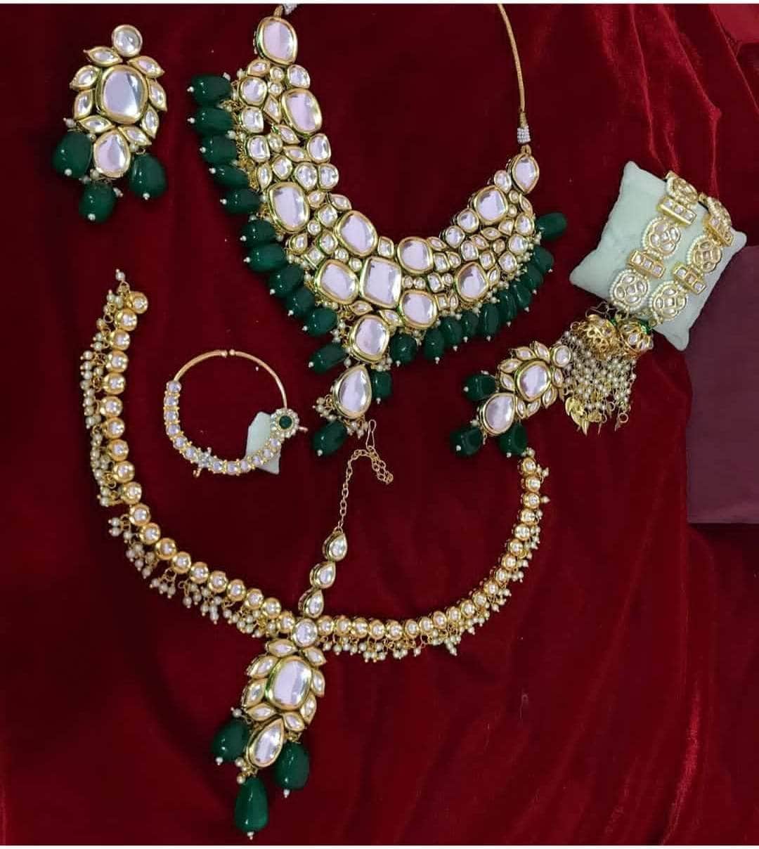 Zevar choker necklace Green Kundan Pearl Beaded Bridal jewellery Necklace By Zevar