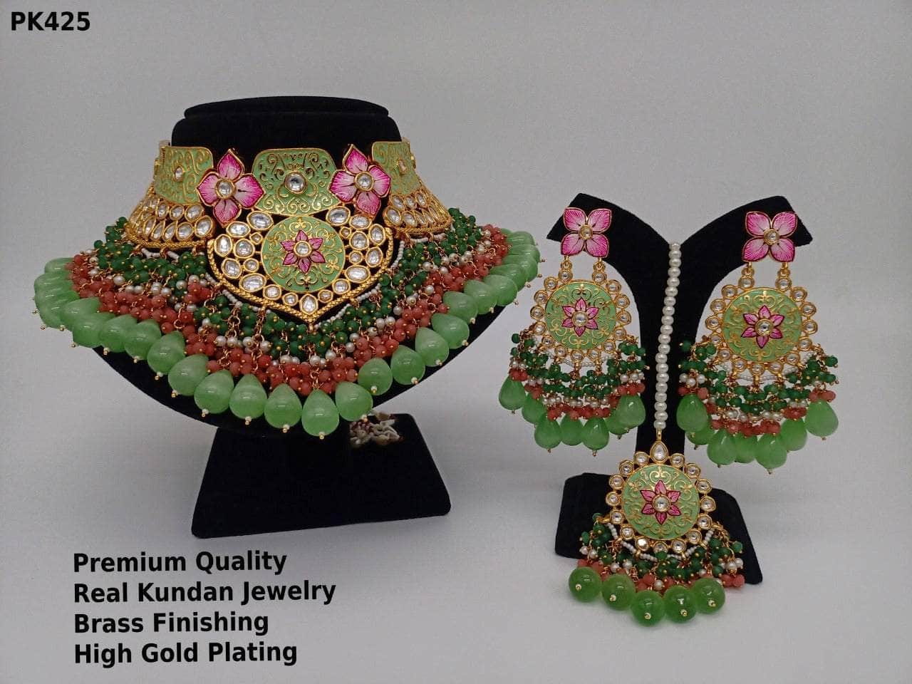Zevar choker necklace Kundan Brass Finishing Gold Jewellery Set Vol 2 By Zevar