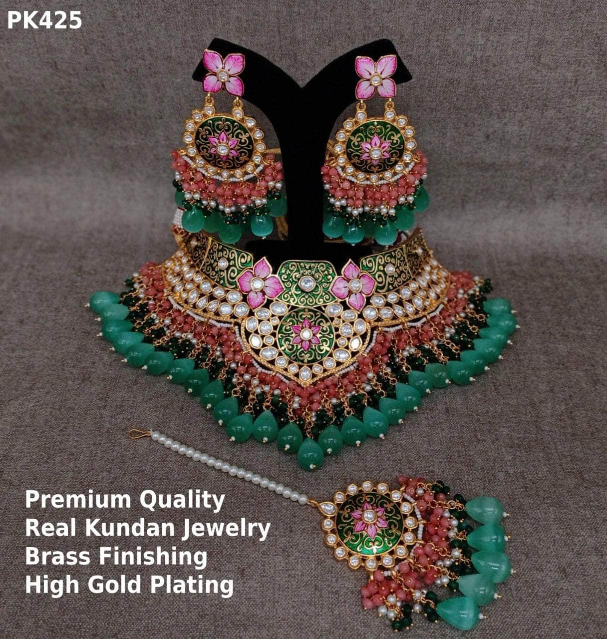 Zevar choker necklace Kundan Brass Finishing Gold Jewellery Set Vol 7 By Zevar