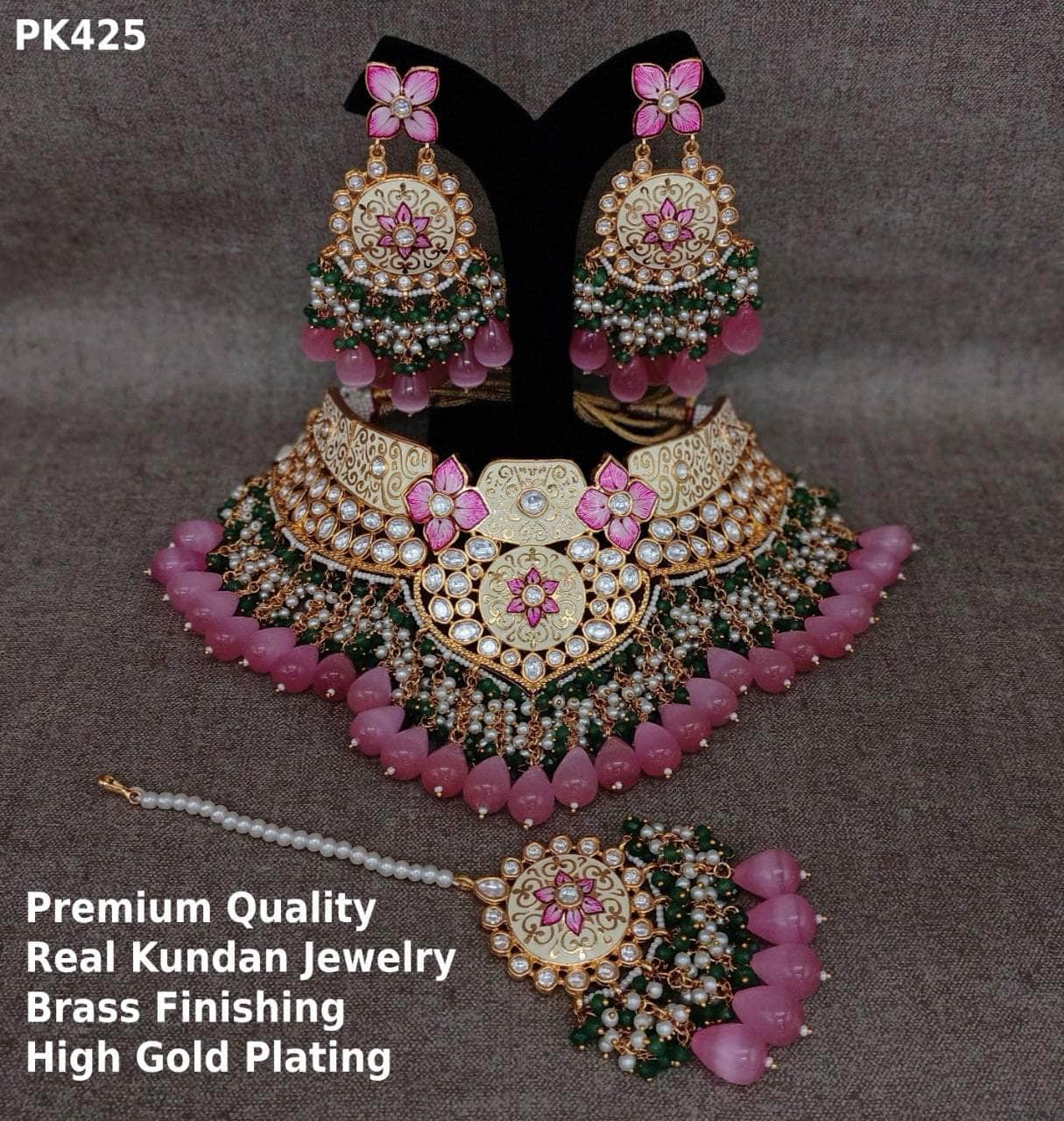 Zevar choker necklace Kundan Brass Finishing Gold Jewellery Set Vol 8 By Zevar