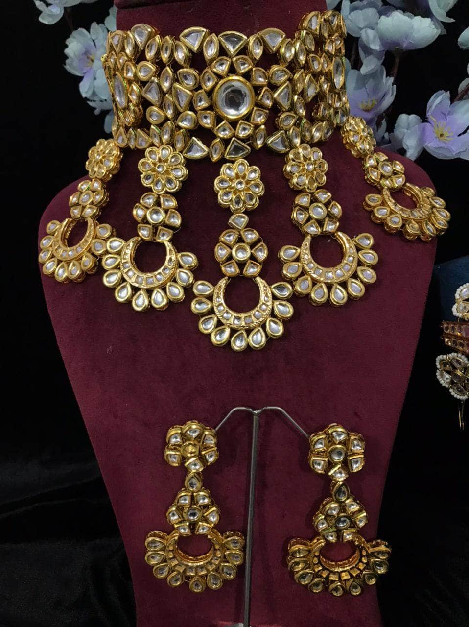 Zevar choker necklace Kundan Bridal Choker Wedding Necklace Set By Zevar.