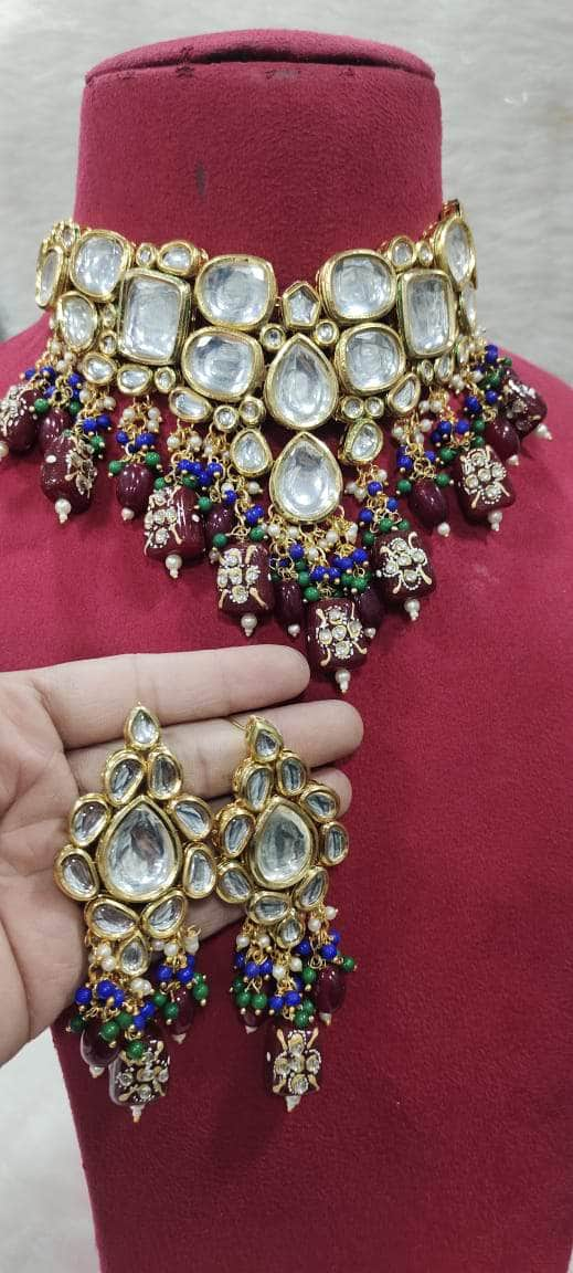 Zevar choker necklace Kundan Heavy Choker Necklace Set Vol 5 By Zevar