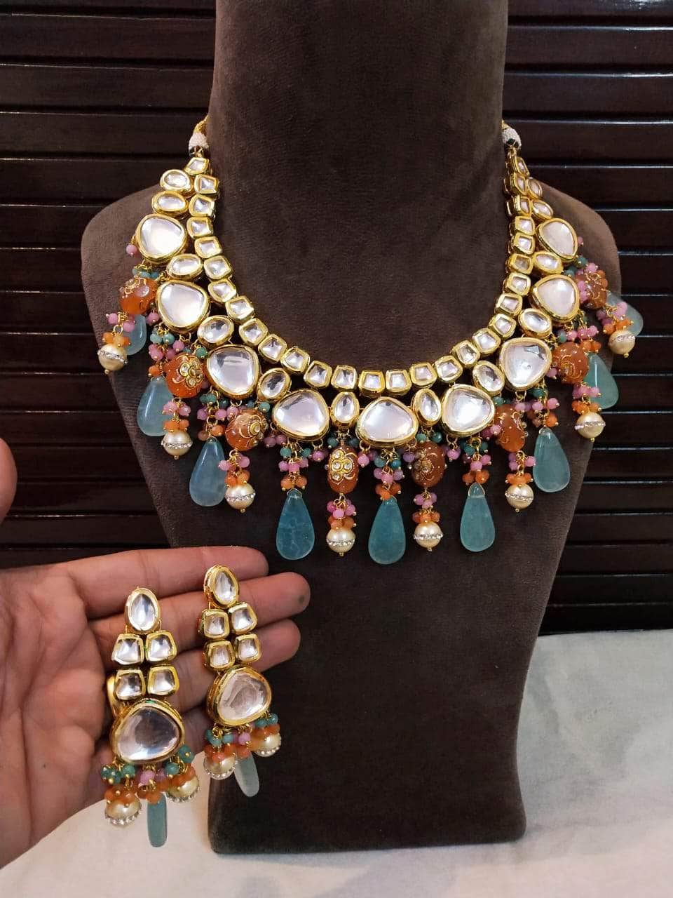 Zevar choker necklace Kundan Pearl & Stone Choker Necklace