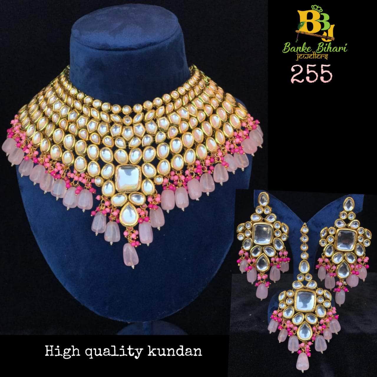 Zevar choker necklace Light Pink Kundan Stone Choker Necklace By Zevar