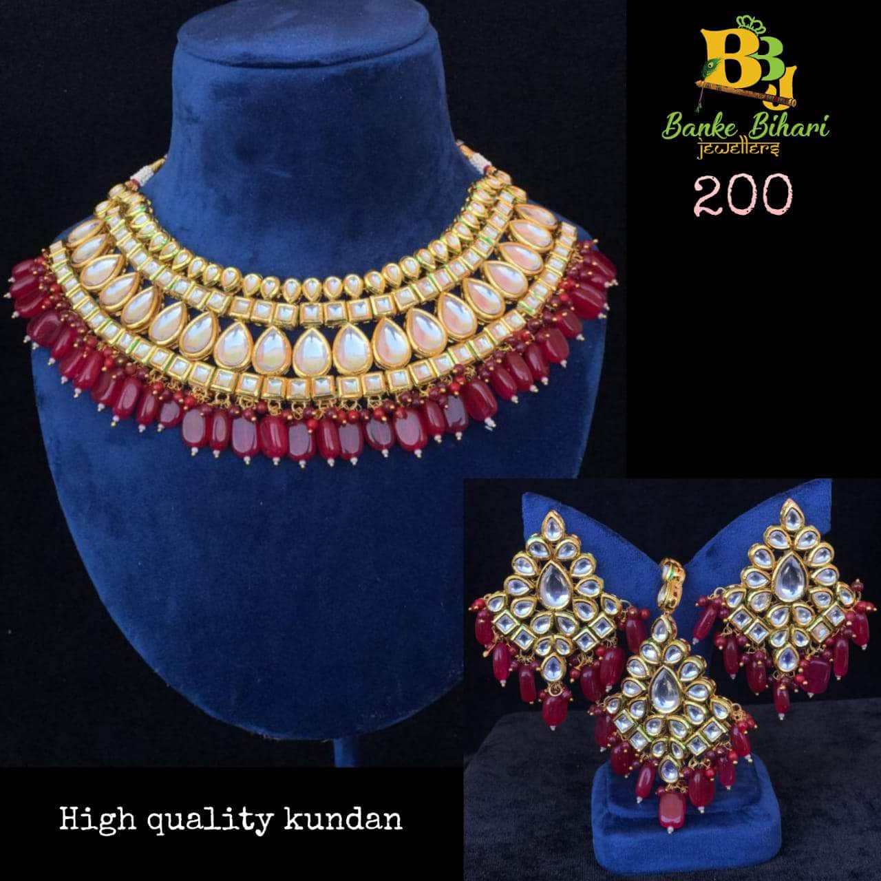 Zevar choker necklace Mehroon Kundan Pearls Choker Necklace By Zevar