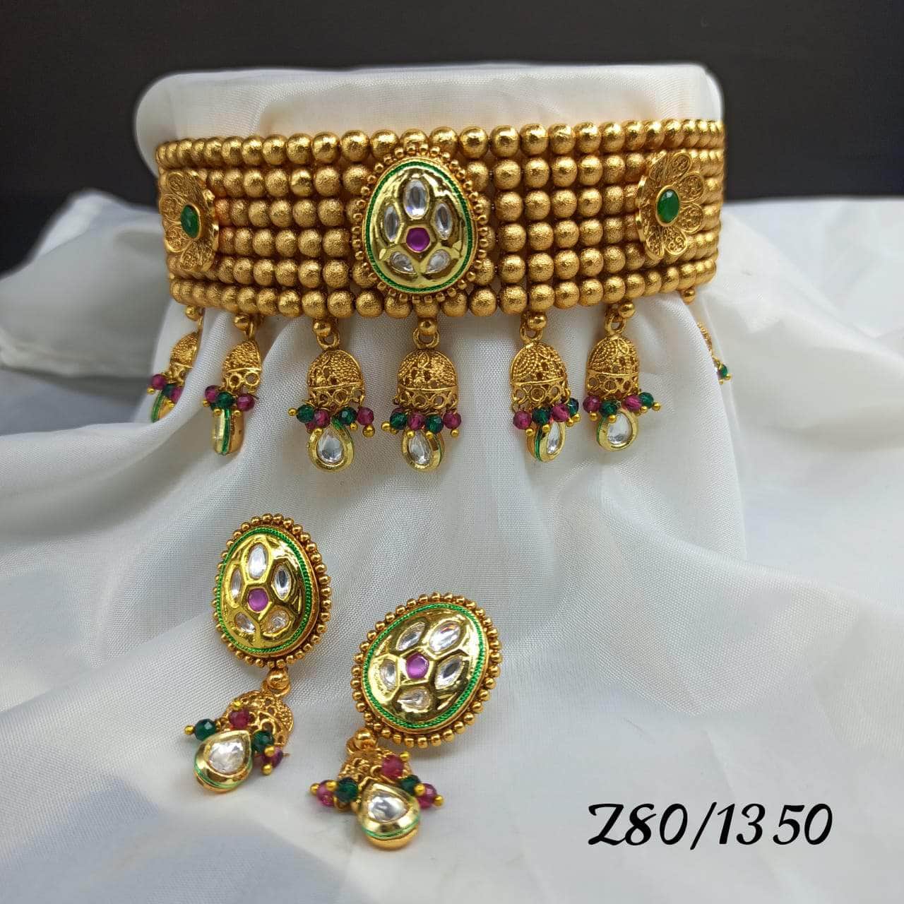 Zevar choker necklace New Fancy Traditional Kundan Choker Set By Zevar
