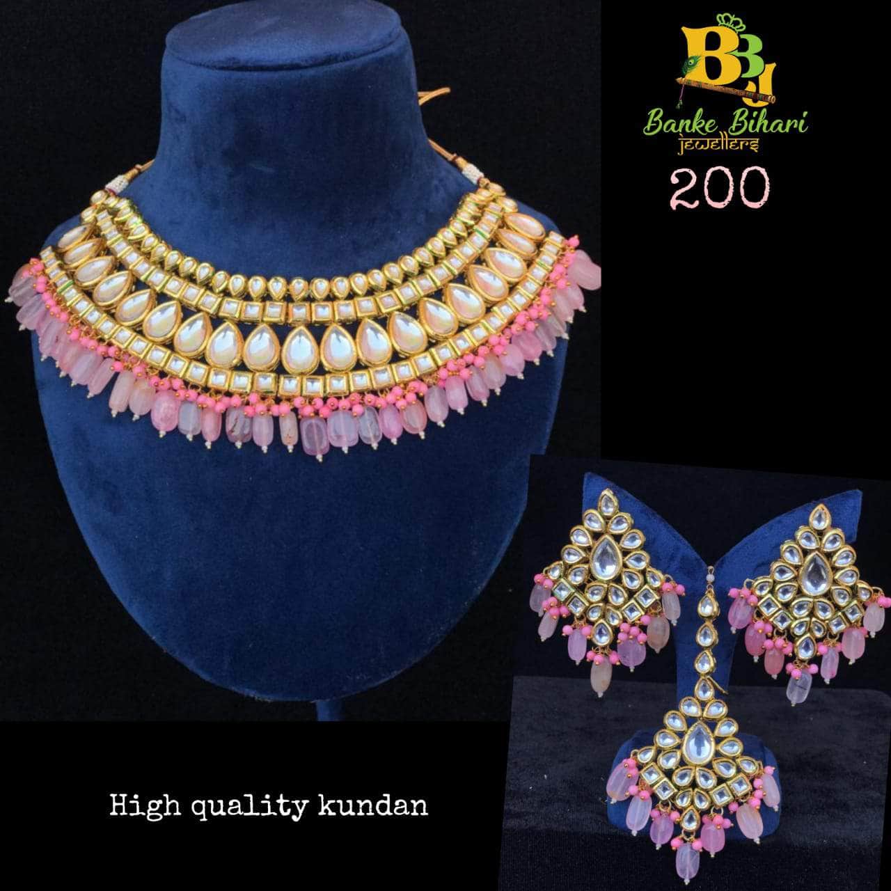 Zevar choker necklace Pink Kundan Pearls Choker Necklace By Zevar