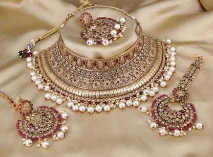 Kundan Gold Plated & Pearl Necklace Set By Zevar - Zevar