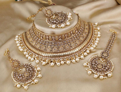 Zevar copper necklace White Gold Plated & Pearl Studded Copper Necklace Set By Zevar
