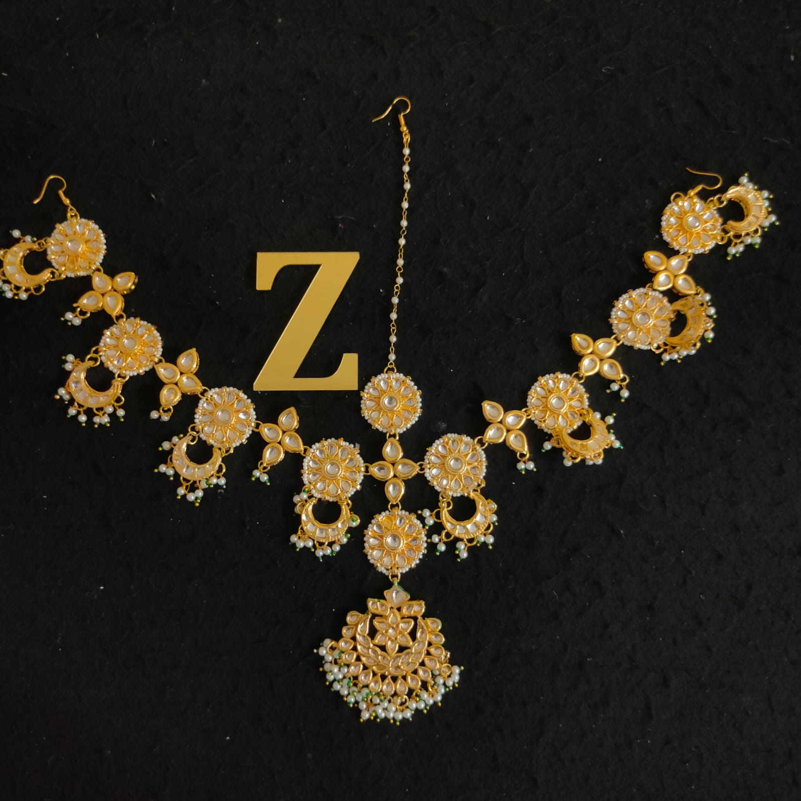Zevar Copy of Traditional Gold Plated Jadtar Kundan Bridal Matha Patti By Zevar