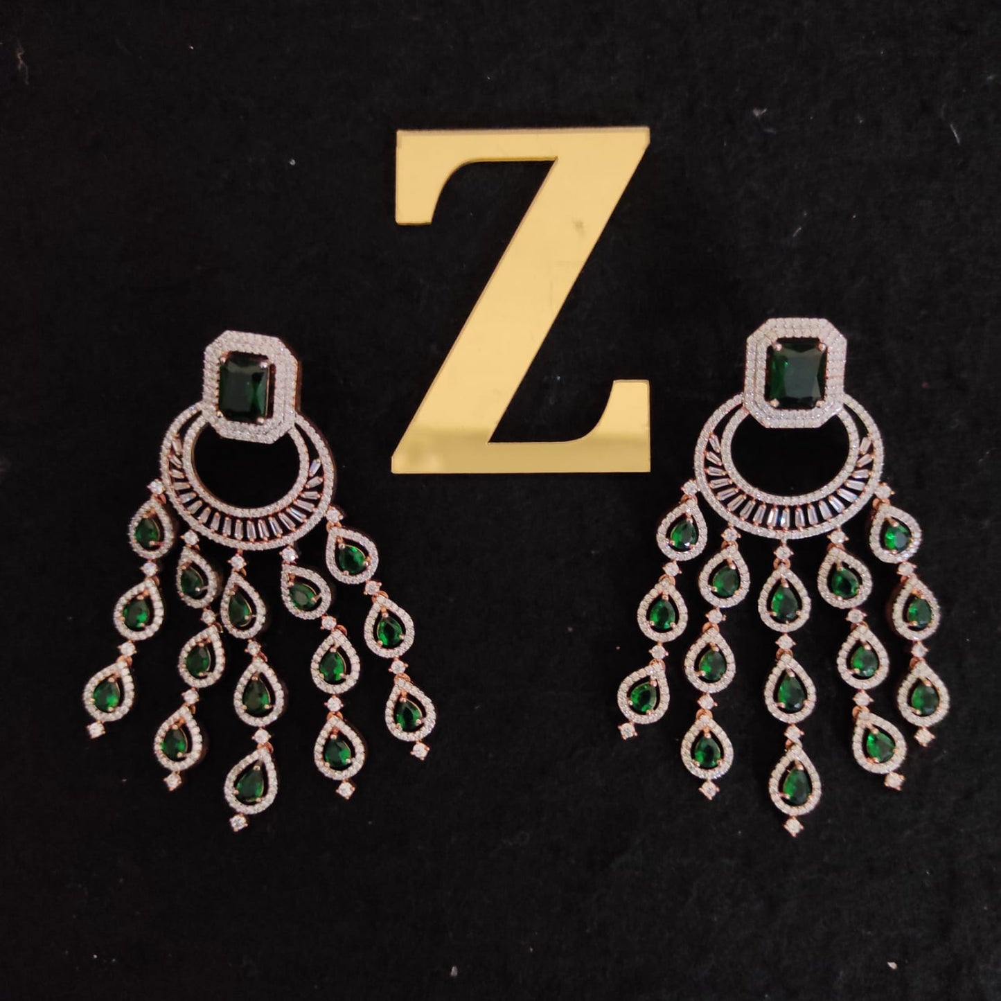 Zevar Earrings AD Earring green color and red color by zevar
