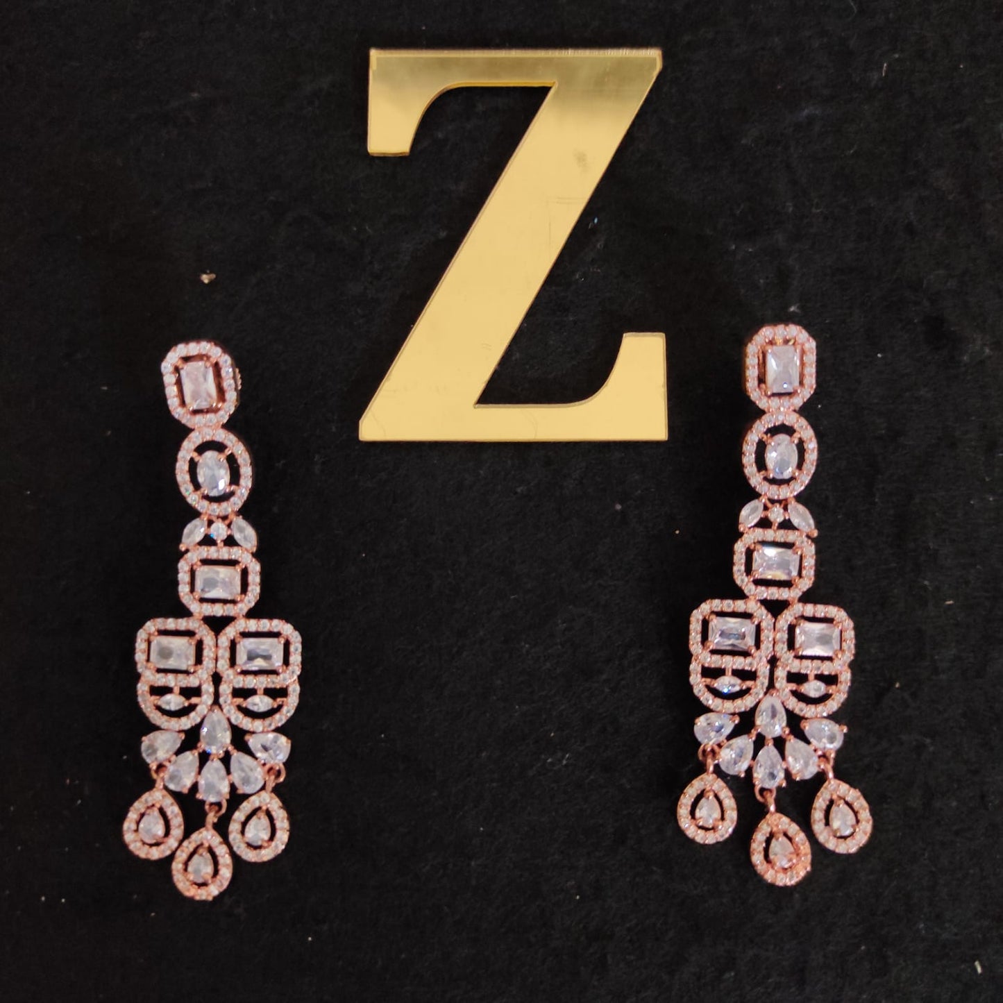 Zevar Earrings AD Earring pink color and rose gold color by zevar