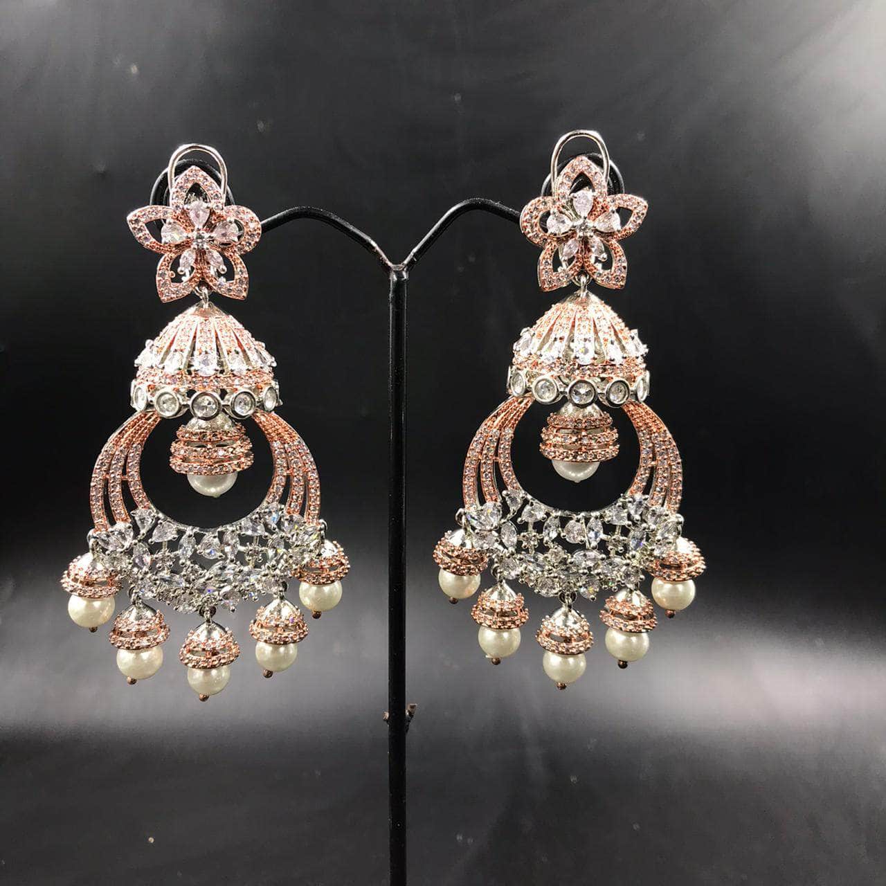 Zevar Earrings AD Rose Gold 	Beautiful Earrings By Zevar