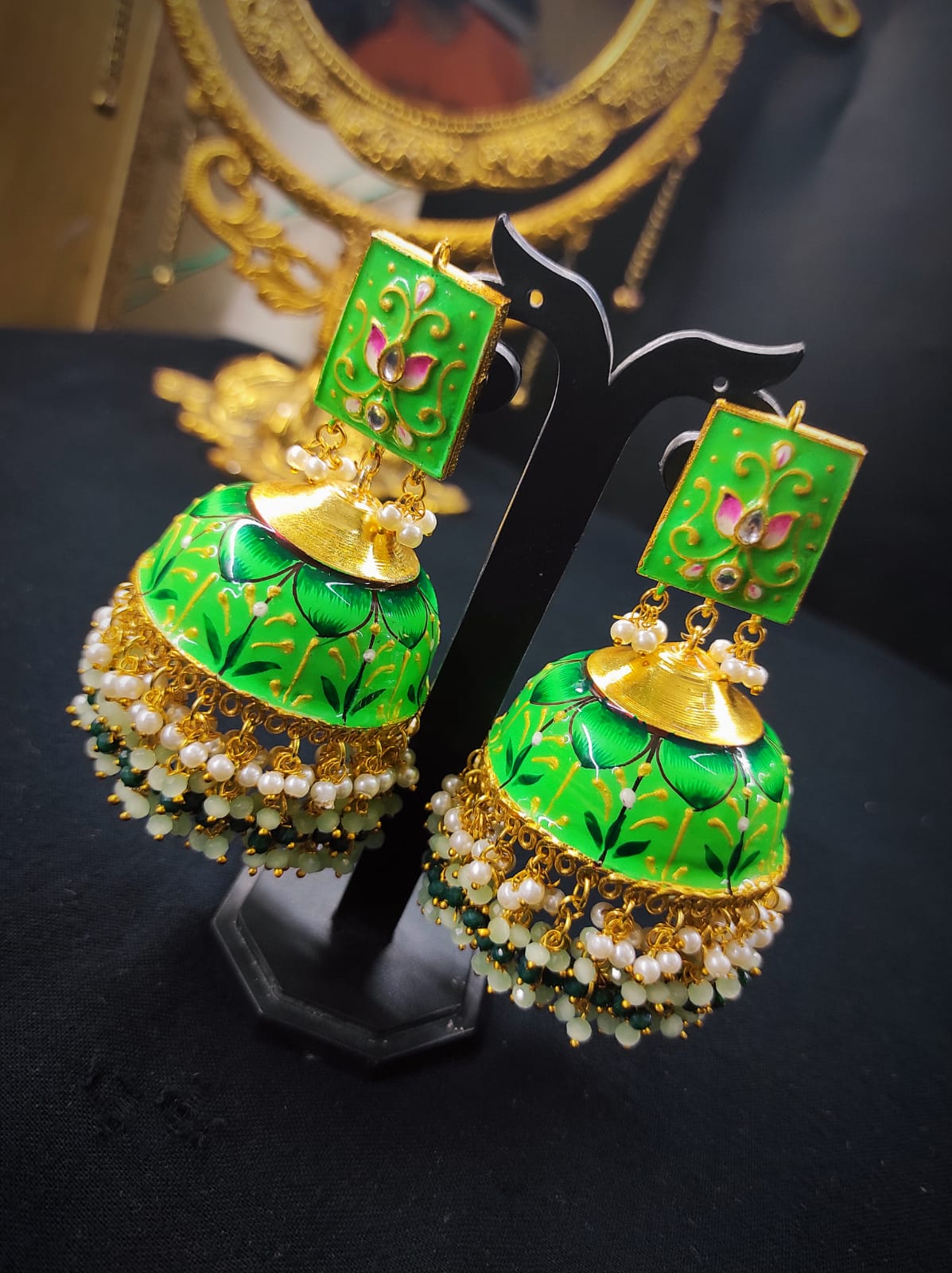 Zevar Earrings Big Size Real Meenakari jhumka earrings Set By Zevar