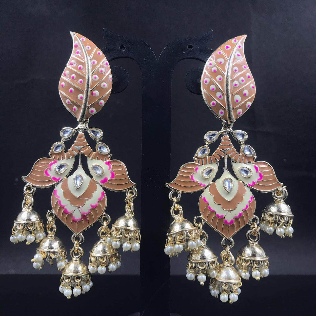 Zevar Earrings Brown Kundan Minakari earrings Design By Zevar