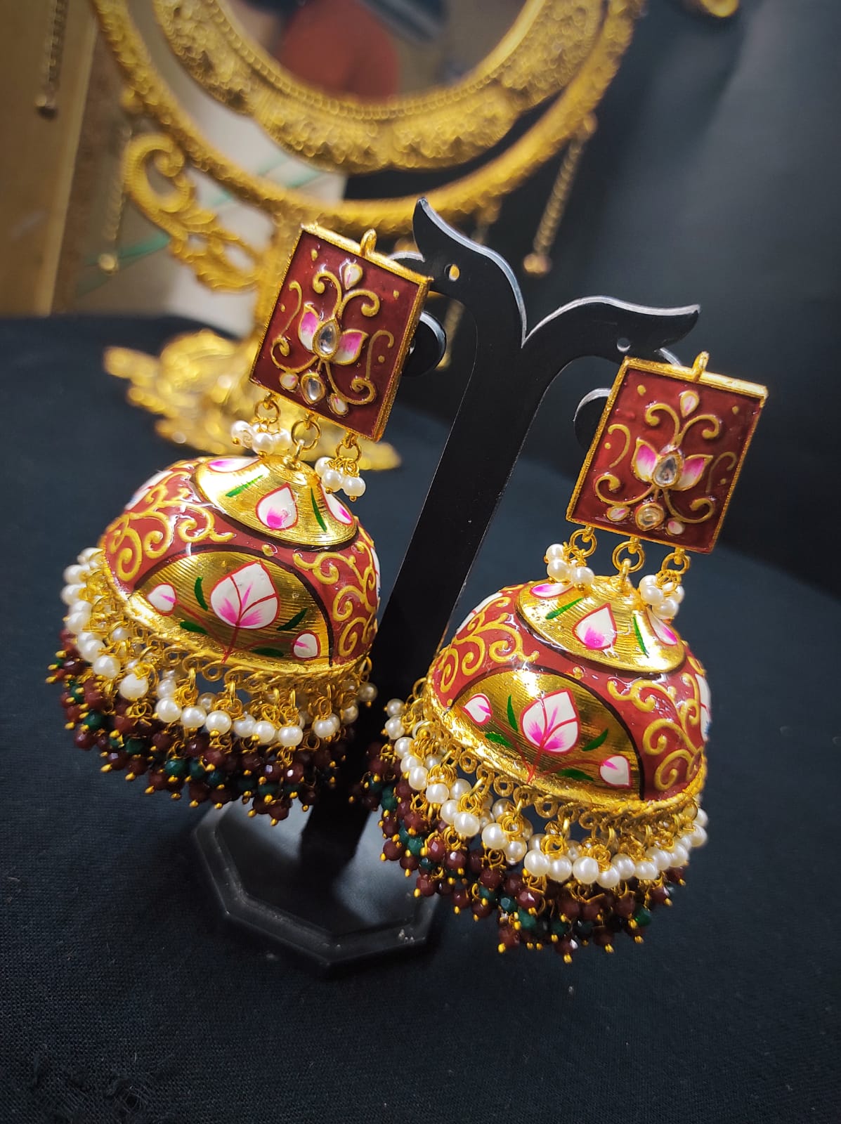 Zevar Earrings Copy of Big Size Real Meenakari jhumka earrings Set By Zevar