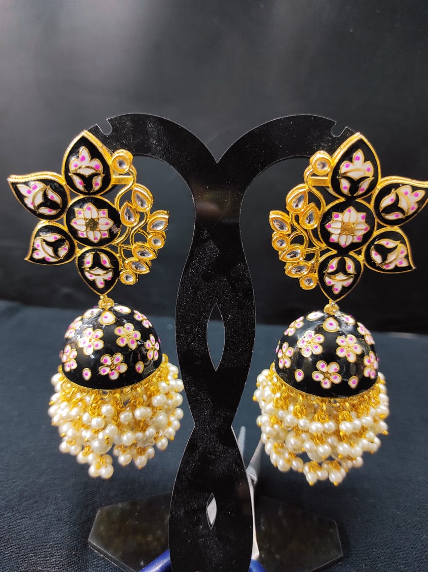 Zevar Earrings Copy of High Quality kundan earrings Golden & White Color Set By Zevar