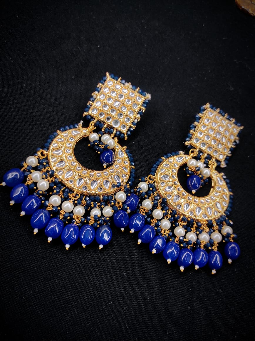 Zevar Earrings Copy of High Quality kundan earrings Meenakari Work Back Side Set By Zevar