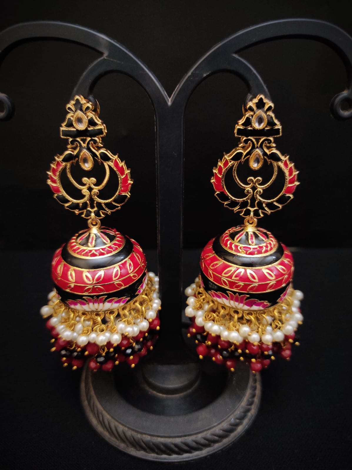 Zevar Earrings Copy of High Quality kundan earrings With Maangtika Back Side Meenakari Work Set By Zevar