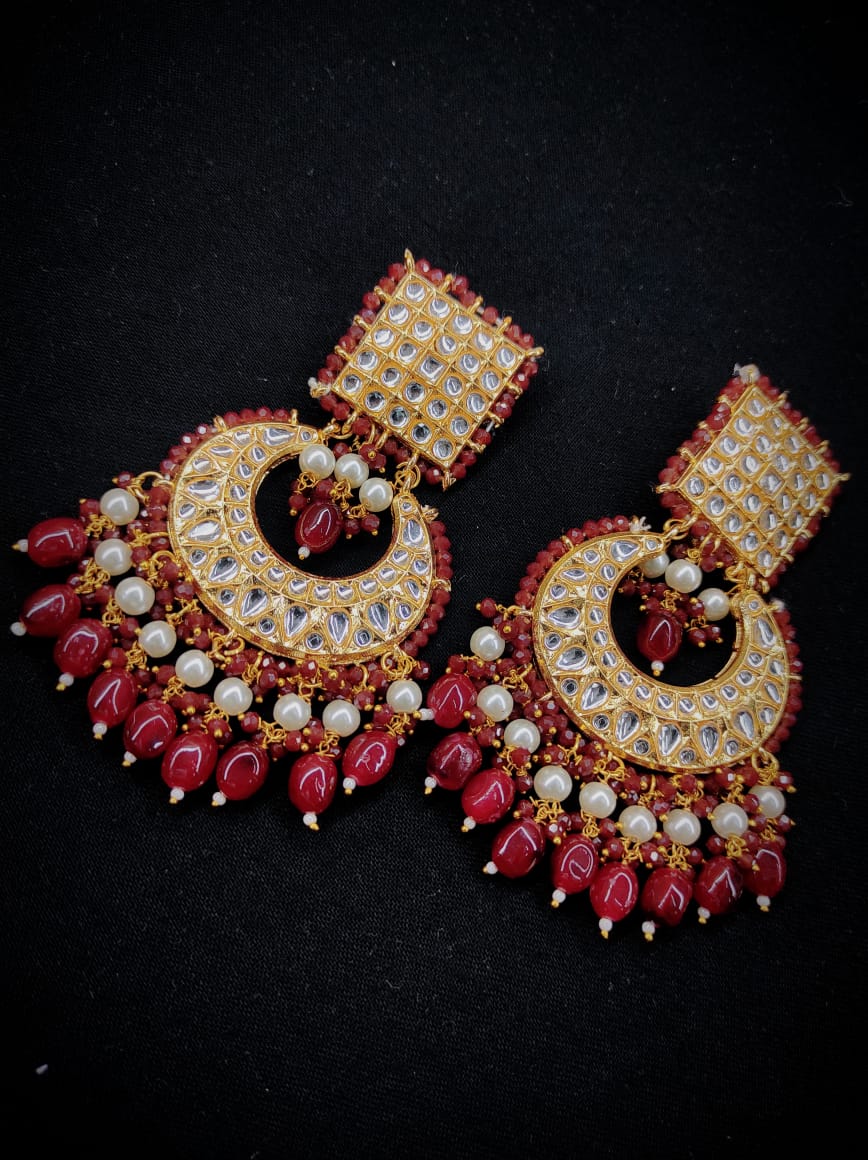 Zevar Earrings Copy of High Quality kundan earrings  With Maangtika Set By Zevar
