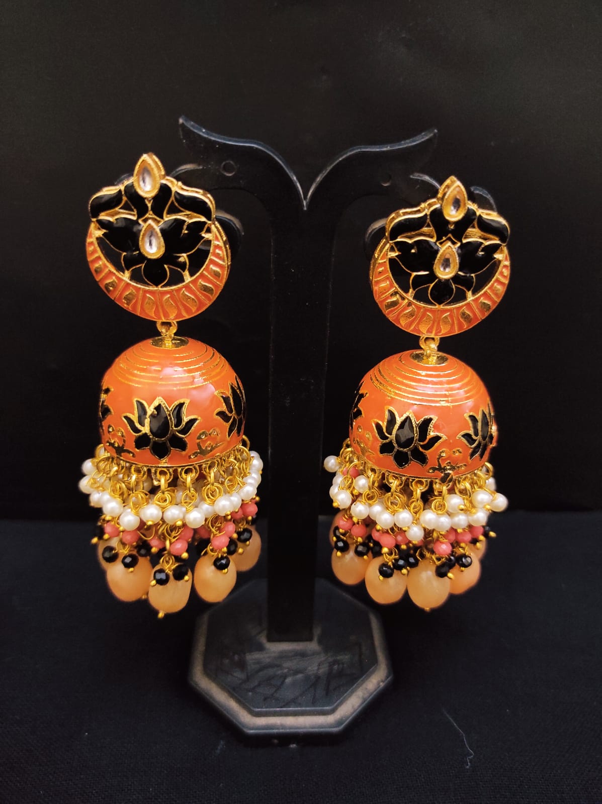 Zevar Earrings Copy of Premium Quality Real Meenakari Work kundan jhumka earrings Set By Zevar