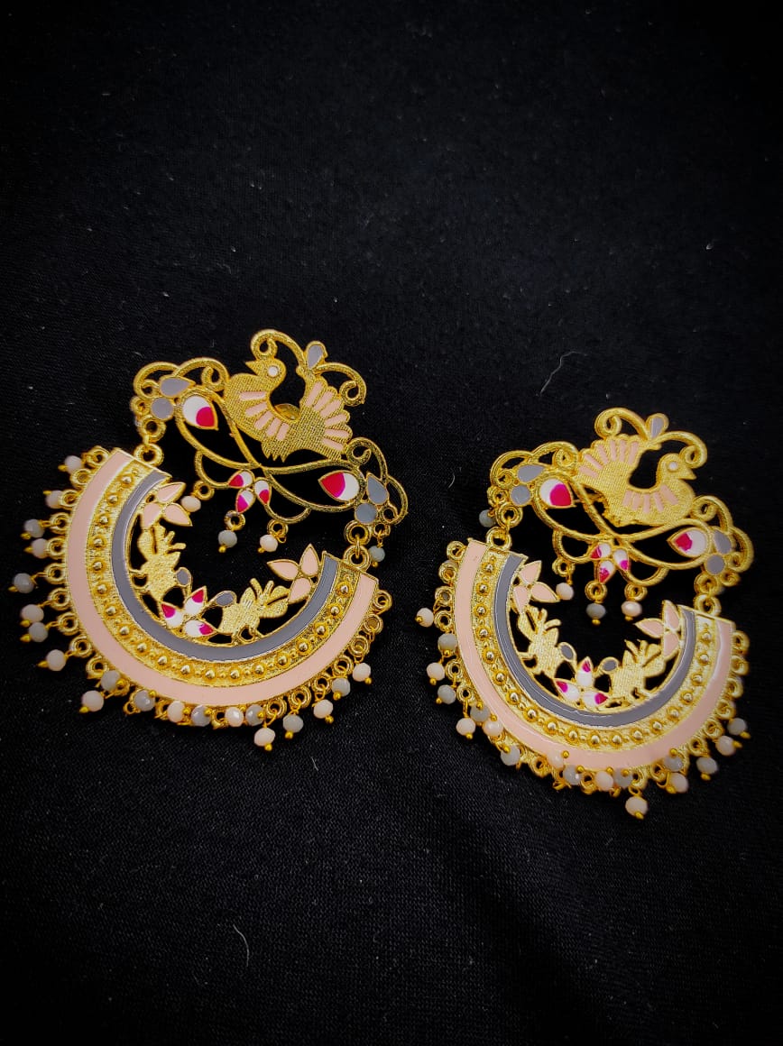Zevar Earrings Copy of Real Meenakari Work Chandbali Design Earrings Set By Zevar