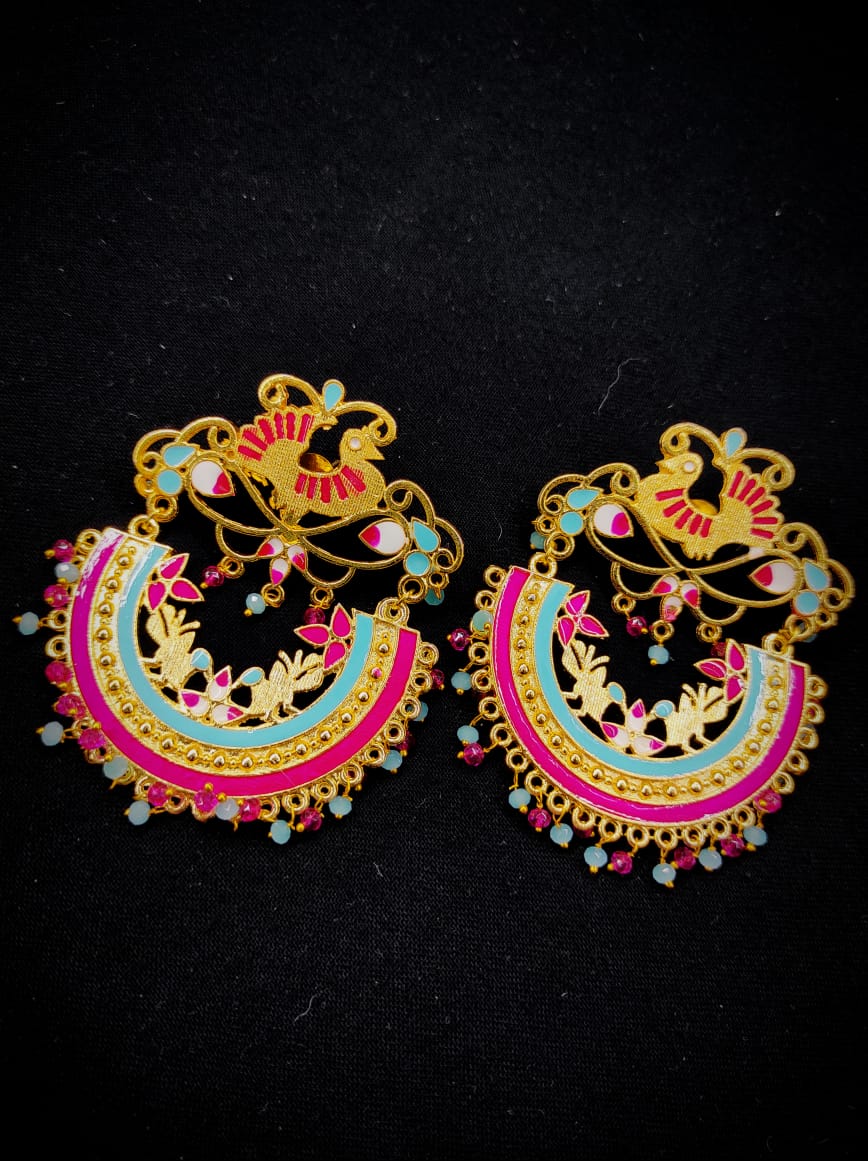 Zevar Earrings Copy of Real Meenakari Work Chandbali Design Earrings Set By Zevar