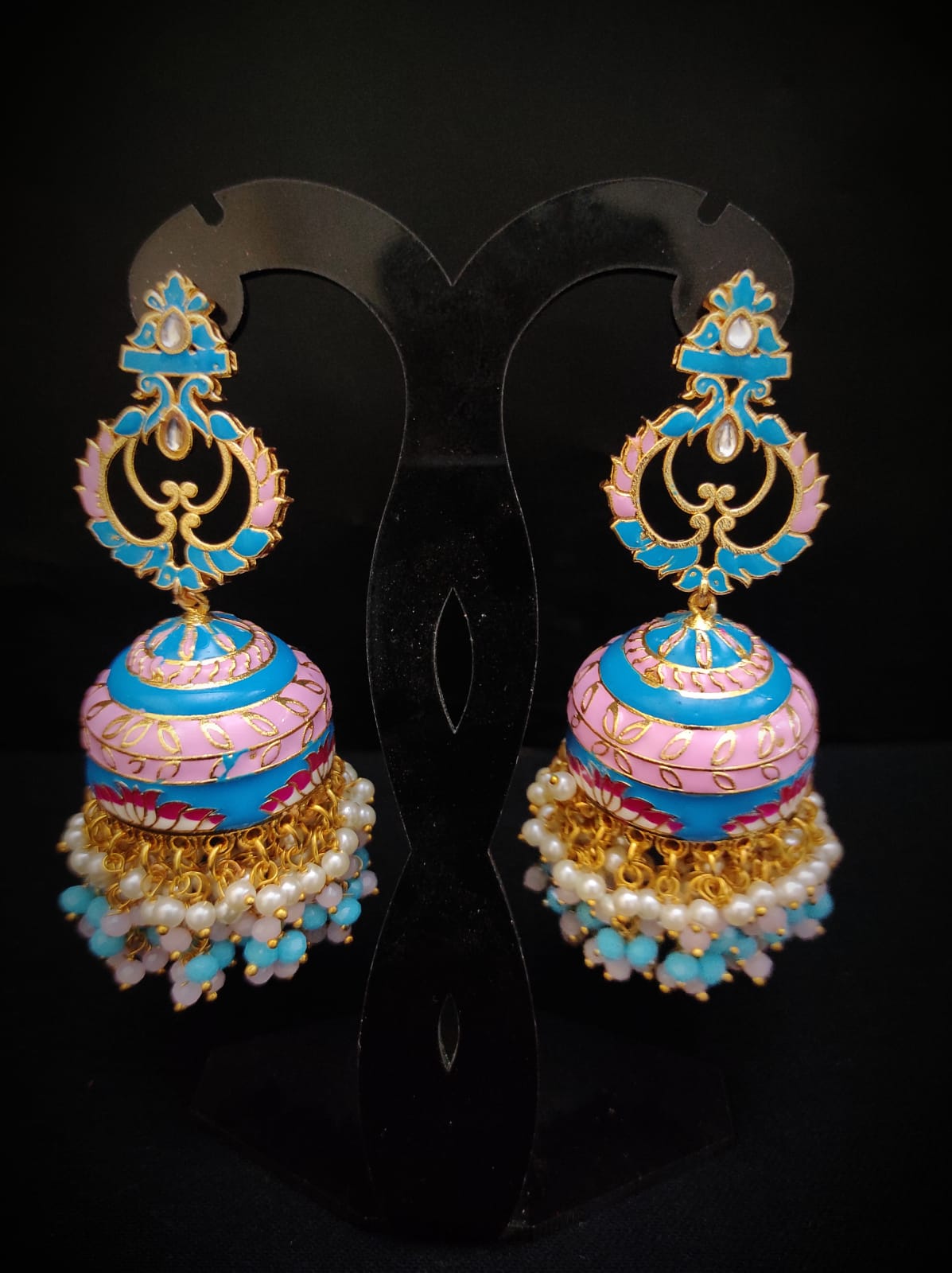 Zevar Earrings Copy of Real Meenakari Work  kundan jhumka earrings Set By Zevar