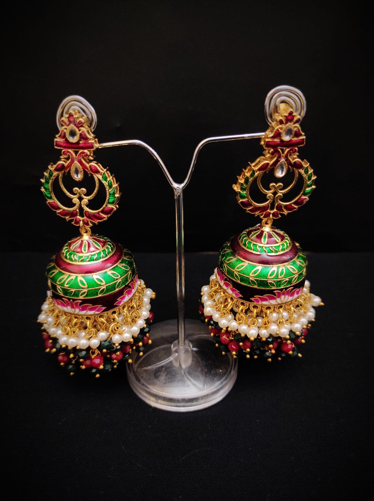 Zevar Earrings Copy of Real Meenakari Work  kundan jhumka earrings Set By Zevar