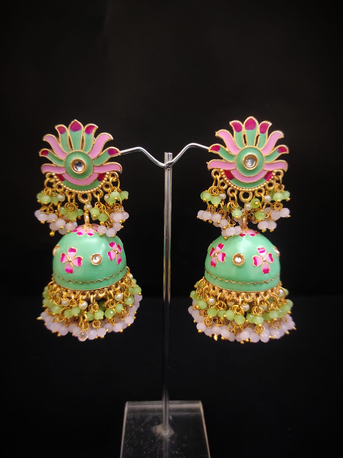 Zevar Earrings Copy of Real Meenakari Work  kundan jhumka earrings Set By Zevar