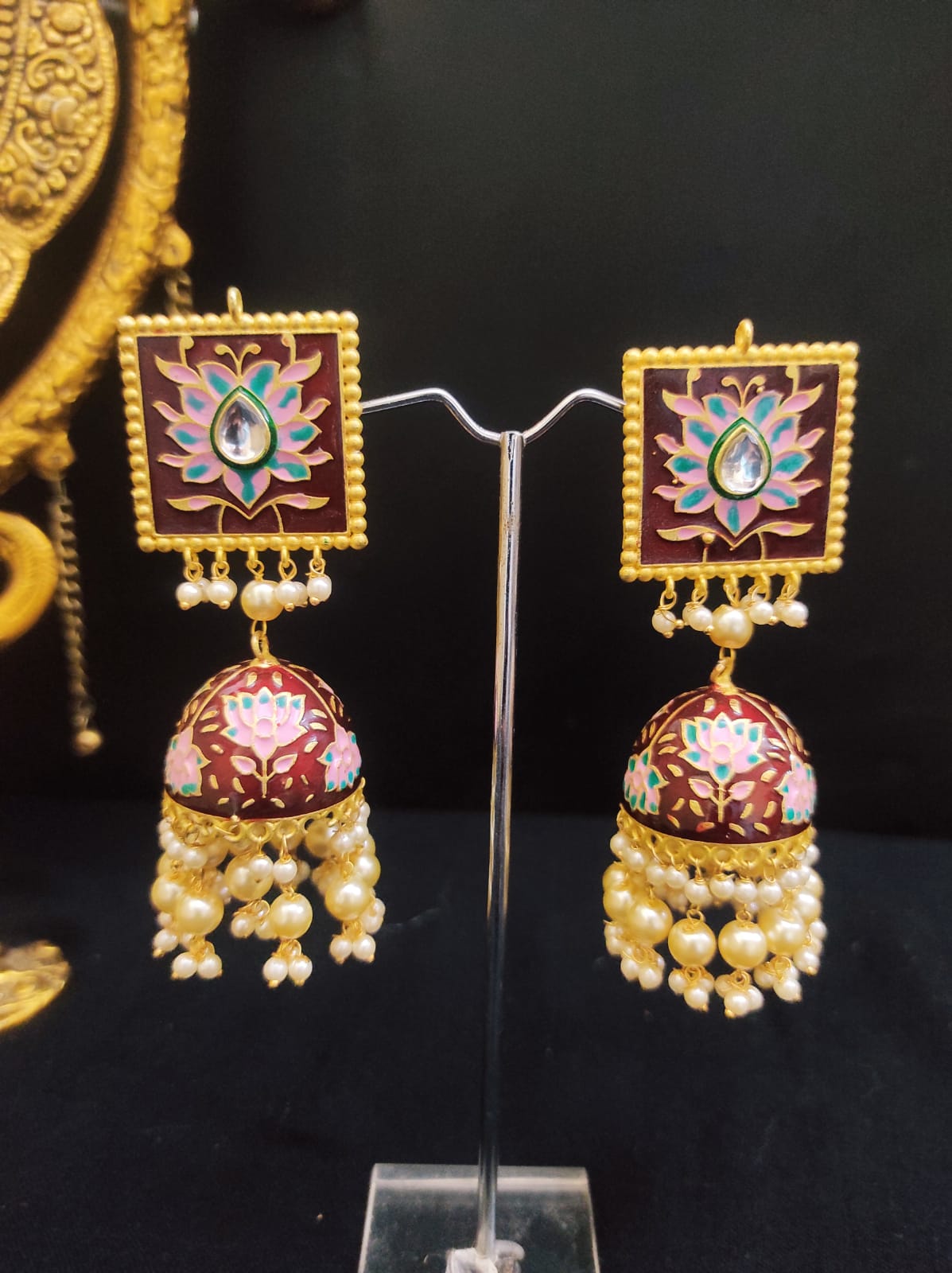 Zevar Earrings Copy of Real Meenakari Work kundan New Design Earrings Set By Zevar