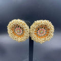 Zevar Earrings Gorgeous Hand Painted Meenakari With Cluster Pearl Stud Earrings Desing By Zevar.