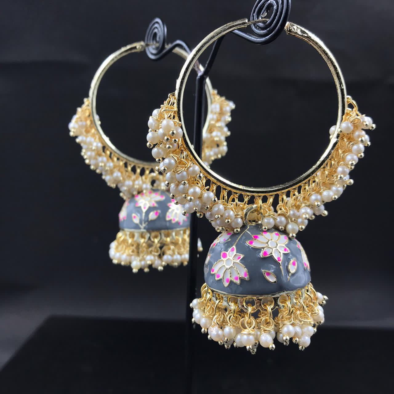 Buy Jhumkas/ Indian Earrings / Gold Jhumka Earrings / Kundan Earrings /  Pearl Jhumki / Jumki / Gold Cluster Dangle Earrings/ Yellow Gold Jumki  Online in India - Etsy